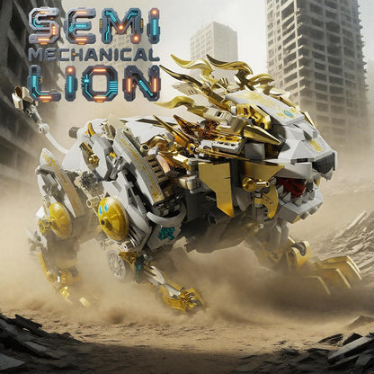 CSNRHG Mechanical Lion Building Block Toy Set Futuristic Mechanical Beast Model with Movable Parts & Gears Premium Mechanical Building Kit with Display Stand, Ideal Gift for Boys & Adults