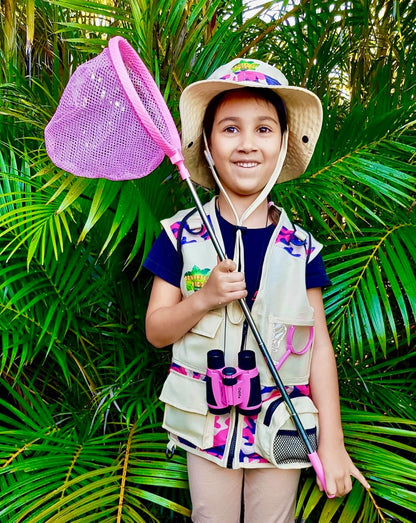 Kidz@Play Bug Hunting Kit, Vest, Hat, Binoculars, Lg. Net, Bug Container, Whistle, Flashlight, Magnifier, Thermostat, Compass, Tweezers