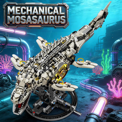 Mechanical Mosasaurus Building Block Set Precision Gear System Display Stand Included STEM Building Block
