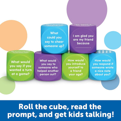 Learning Resources Conversation Cubes -Ages 6+, Foam Cubes for Social Emotional Learning, School Counselor Supplies, Speech Therapy Toys, Ice Breaker Cubes,Teacher Must Haves, 6 Pieces