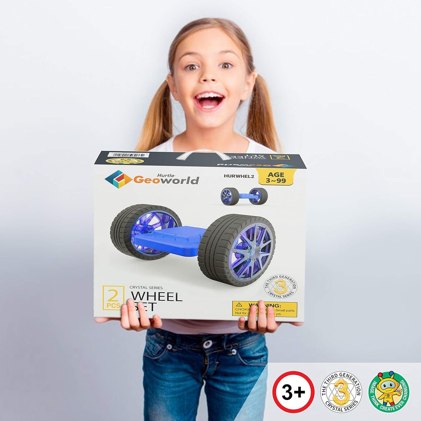 Hurtle Magnetic Blocks Wheels Set - Compatible with Other Brands of Standard Size Magnetic Tiles, Magnetic Toys Wheels Bases for Kids/Toddlers (2 pcs.)