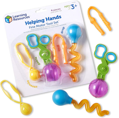 Learning Resources Fine Motor Skill Toys Bundle - Helping Hands Tweezers, Scoops, Droppers and Squeezy Tweezers, Ages 3+, 8 Pieces