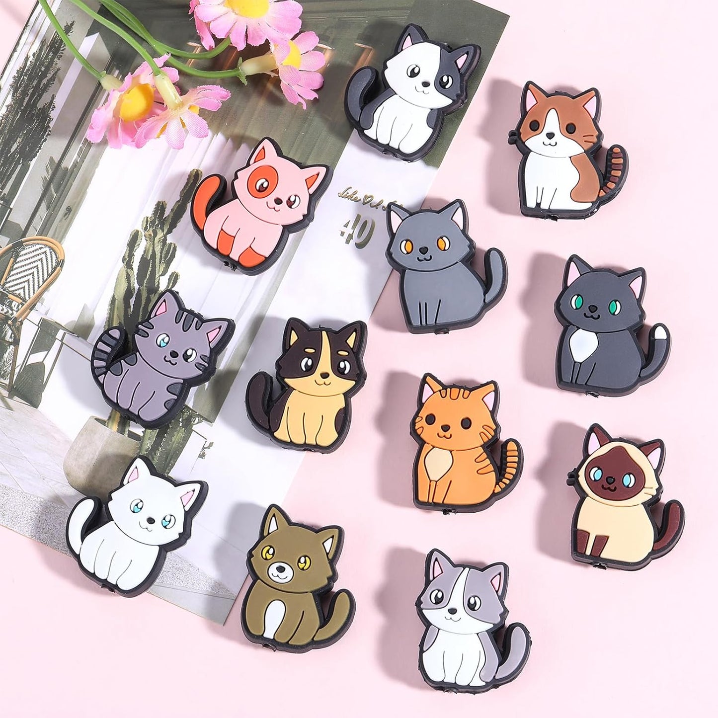 10Pcs Animal Silicone Beads for Keychain Making Cute Puppy Focal Beads for Pens Dalmatian Dog Animal Focals for Bracelets Necklace Earrings Jewelry Making