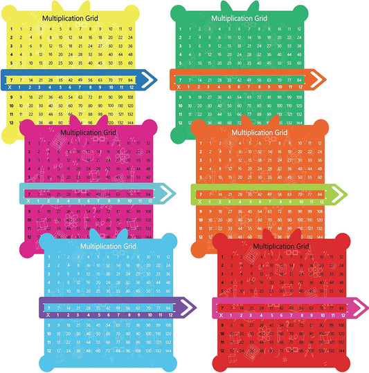Outus 12 Pieces Multiplication Grid Slidable Education Multiplication Tables with Viewer Window for Classroom Teacher Supplies Elementary School Students and Homeschooling (Multicolor)