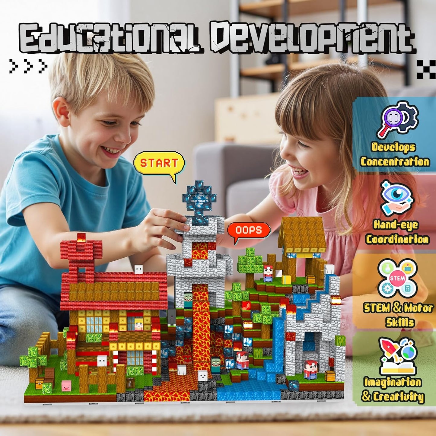 200PCS Magnetic Blocks - Magnetic Building Toys with 6PCS Bases, Travel Magnetic Tiles Game for Kids, Mini Magnetic Tiles for Toddler Boys Age 3-5 4-8 8-12, STEM Sensory Outdoor Travel Toys Gifts