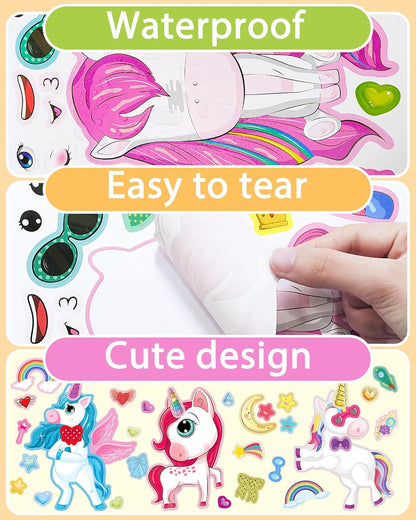 24 Pcs Make Your Own Dinosaur Sticker Sheets, Dinosaur Party Favors Face Stickers for Kids Boys Toddlers Crafts Activities Gift Bags Birthday Party Valentines Day Gifts for Kids Classroom