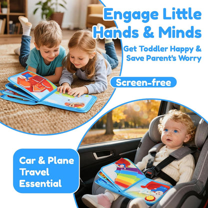 Ocean Busy Book for Toddlers 1-3, Montessori Quiet Book with 20 Activities, Travel Toy for Fine Motor Learning, Gift for Boys Girls