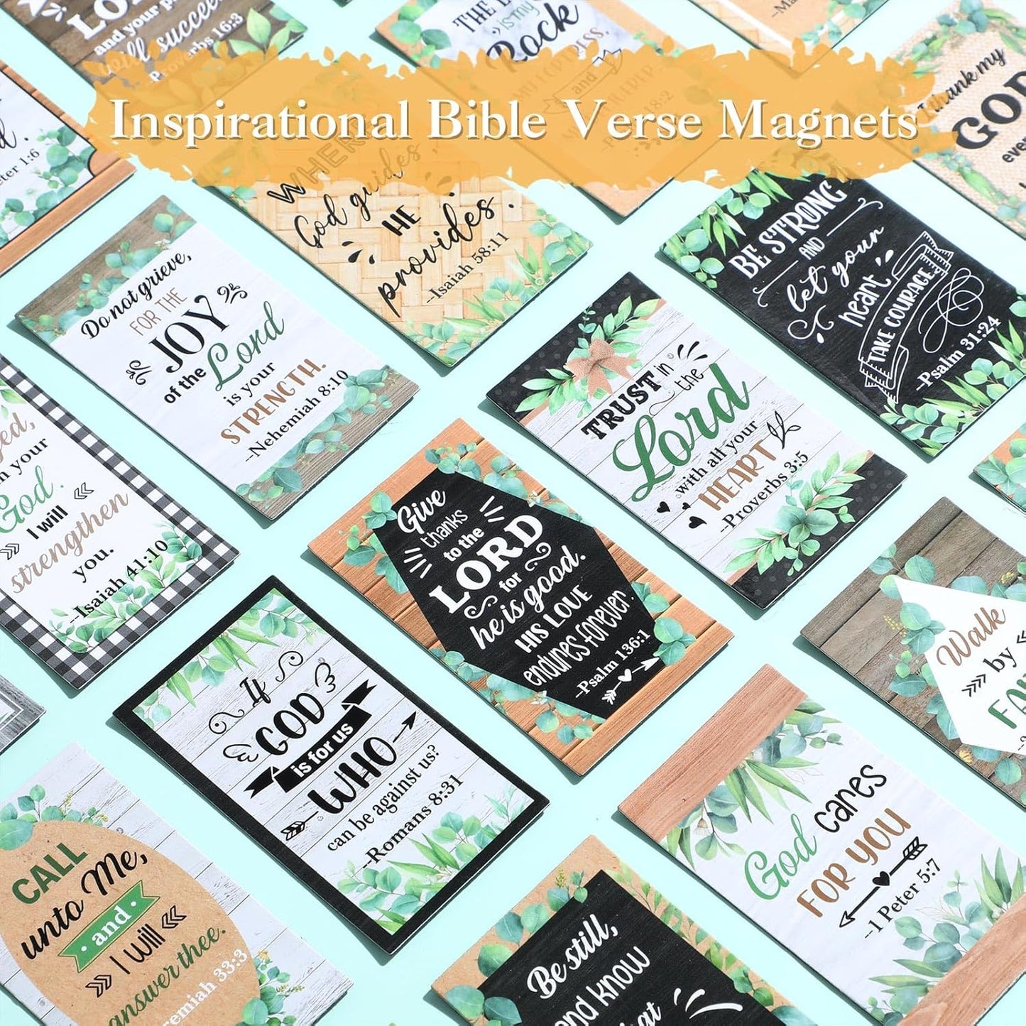 Blosssound 60 Pcs Inspirational Christian Magnets with Bible Verses Religious Refrigerator Magnet Motivational Quotes Fridge Scripture Positive Gifts for Home Office School Locker Decor(Scenery)