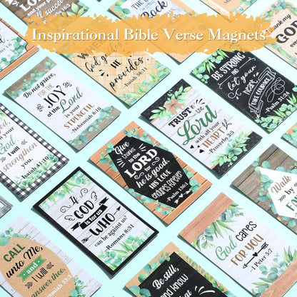 Blosssound 60 Pcs Inspirational Christian Magnets with Bible Verses Religious Refrigerator Magnet Motivational Quotes Fridge Scripture Positive Gifts for Home Office School Locker Decor(Scenery)