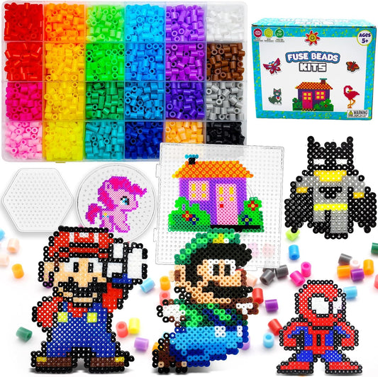 FUNZBO 23000 5mm Fuse Beads Kit - 22 Colors | 106 Patterns, School Arts and Crafts Supplies for Kids, Toys Set, Art Decorations for Room, Birthday Gifts for Girls and Boys Age 5+