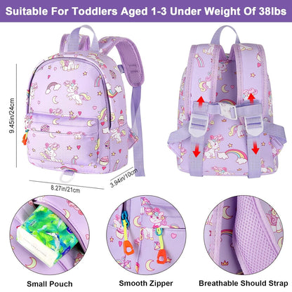 Accmor Toddler Backpack Leash with Anti Lost Wrist Link, Cute Mini Child Walking Harnesses Keep Kids Close Back Pack Rope Tether Rein for Baby Boys (Pink/Unicorn)