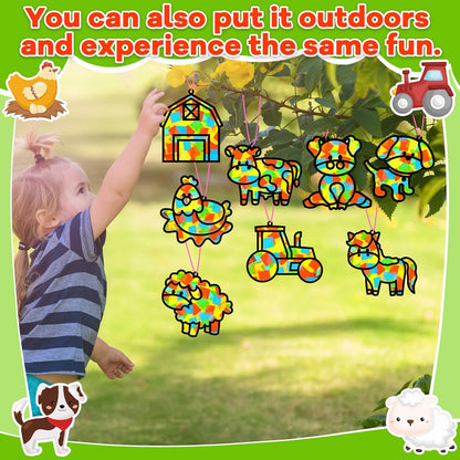 32 Sets Outer Space Suncatchers Craft Kit DIY Window Stained Glass Effect Planet Astronaut Alien Paper Crafts Home School Classroom Decoration Kid Birthday Gift Creative Art Project Activity Game - Colors A