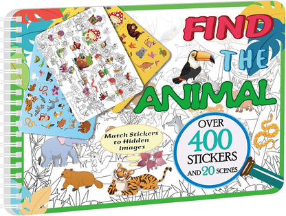 Kalysky Dinosaur and Ocean Animal Scene Sticker Book for Kids Ages 4-12, Search and Find Sticker Activity Book–Travel Toys for Toddlers, Airplane & Road Trip Games, Educational Fun
