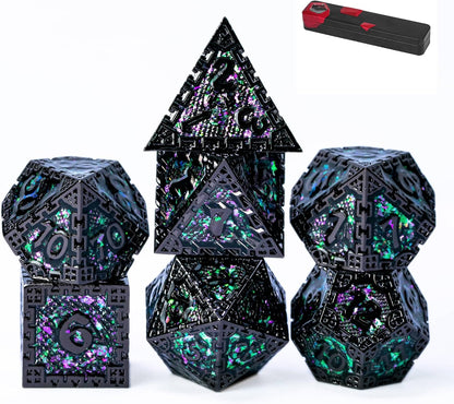 UDIXI Steampunk Metal Dice Set, 7 Die Polyhedral DND Dice Set for D&D Role Playing Game and Math Teaching (Ancient Copper)