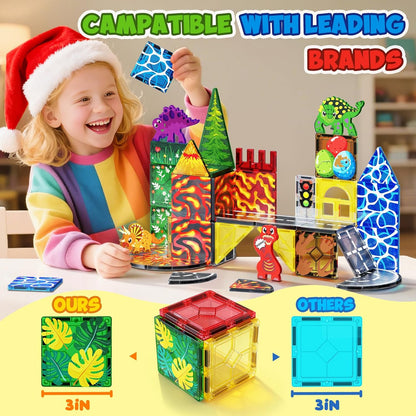 Magnetic Tiles Road Set | Magnet Tiles Race Track, Magnetic Car Racing Tile for Kids Ages 4-8 5-7, Toddler Magnet Building Toys STEM Learning Sensory Birthday Gifts for 3+ Years Old Boys Girls