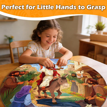 Christian Bible Jigsaw Puzzle for Kids, 70 Piece Jesus Floor Puzzle for Kids, Jesus’ Triumphal Entry Puzzle Educational Toy for Sunday School, Holy Week, Palm Sunday – Gift for Boys & Girls Ages 3-8