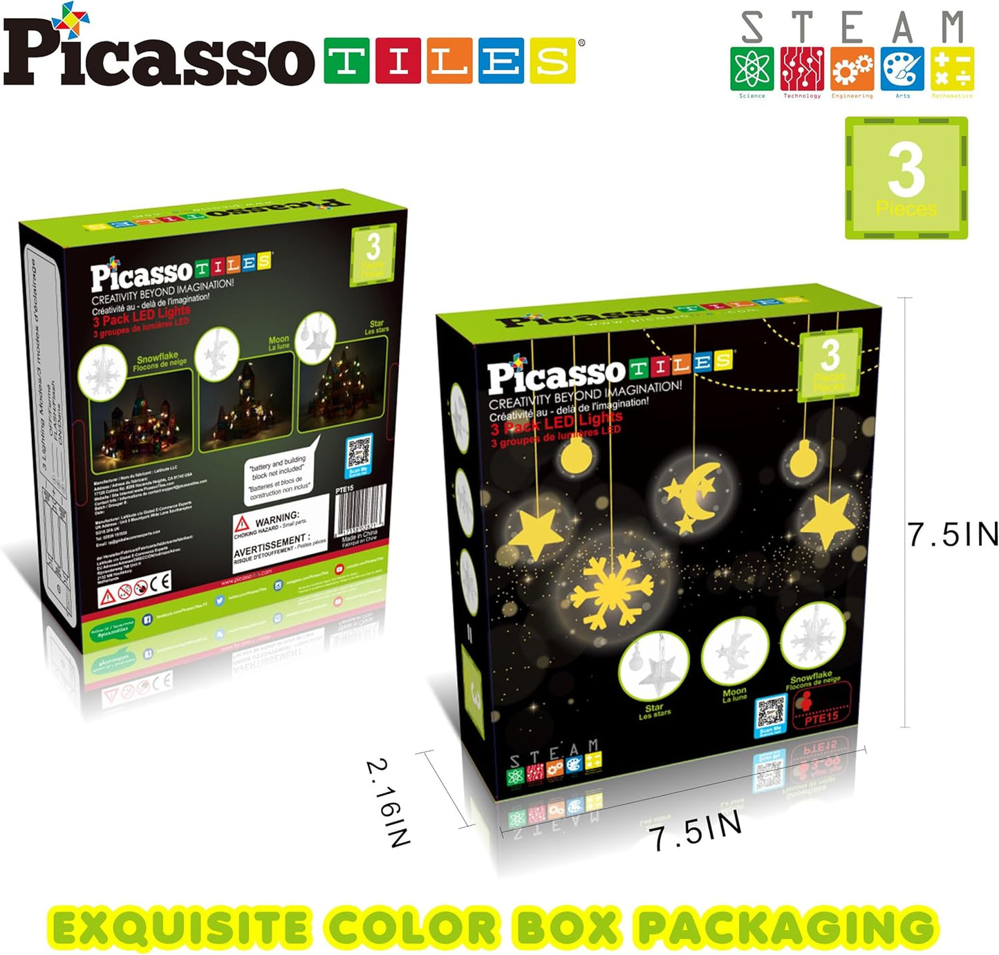 PicassoTiles Kids Toy Building Block Set Glow in The Dark Children Construction Kit Magnet Tiles Magnetic STEM Interlocking Playboard Educational Learning Stacking Blocks Child Brain Development PT60