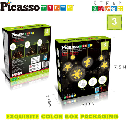 PicassoTiles Kids Toy Building Block Set Glow in The Dark Children Construction Kit Magnet Tiles Magnetic STEM Interlocking Playboard Educational Learning Stacking Blocks Child Brain Development PT60