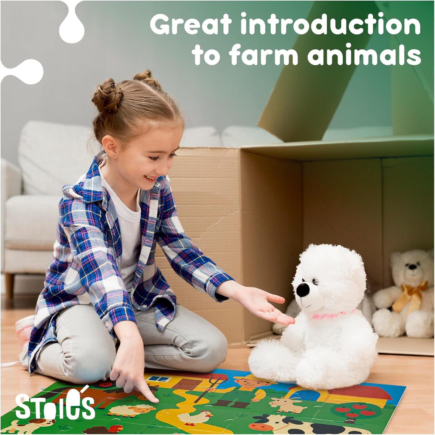 Stoie's Giant Floor Puzzle for Kids Ages 1-3 - My House Theme with 7 Different Rooms - Aids in Developing Fine Motor Skills and Critical Thinking - Made with Durable, Ecological Materials