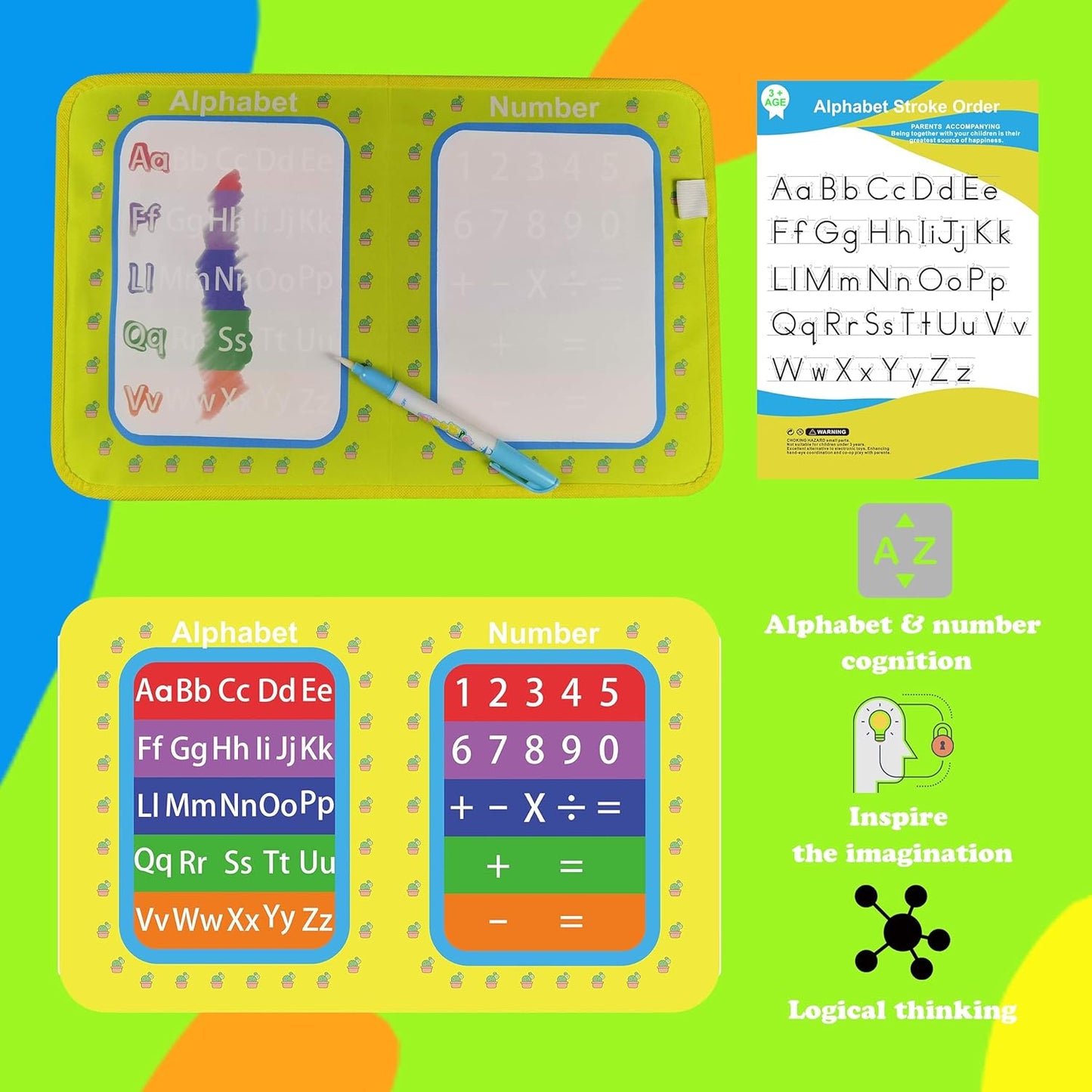 Montessori Toys Busy Board Shoe Tie Practice for Kids: Gift for Toddlers Learn to Tie, Buckle, Lace, Zip, etc.Lead to Independence,Activity Board with Alphabet and Number Tracing