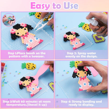 Liangding Fuse Beads Kit for Girls Ages 6+ – 4400 Pcs 5mm Beads in 32 Colors with Spray Bottle, Puzzle Guide, Clamps & Chains | Creative DIY Arts & Crafts Gift