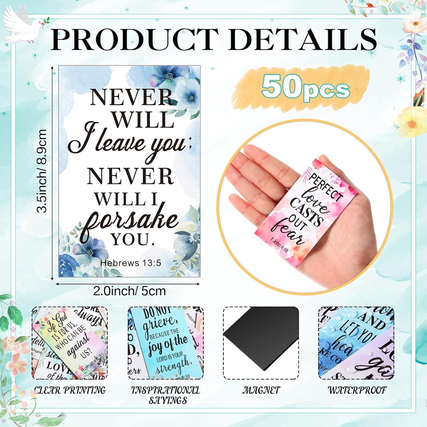 Blosssound 60 Pcs Inspirational Christian Magnets with Bible Verses Religious Refrigerator Magnet Motivational Quotes Fridge Scripture Positive Gifts for Home Office School Locker Decor(Scenery)