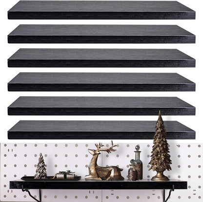 Pegboard Shelf Set - 6 Heavy Duty Peg Board Shelves & Steel Brackets, Organizer for Storage, Garage, Workbench, Craft, Office