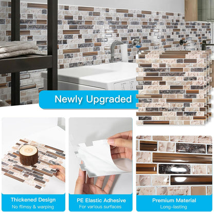 Art3d 10-Sheet Heavy-Duty Peel and Stick Backsplash, Waterproof Wall Tiles Stick on Kitchen Backsplash Living Space, Carrara Grey