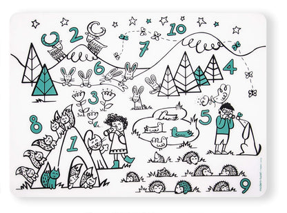Modern-Twist 100% Plastic Free Silicone Waterproof, Dishwasher Safe Doodle Mat, Single Mat, Alphabet Animals