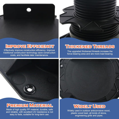 10 Pack Adjustable Deck Support Pedestal, Plastic Adjustable Deck Foundation Base, Support for Floating Deck Platform Deck Floor Height Adjustment Raising from 2-3/8" to 5-1/2"