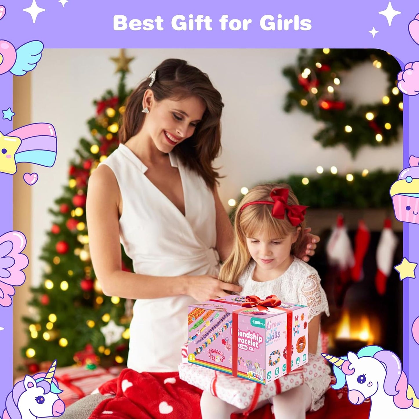 Nicella Bracelet Making Kit Gifts for Girls Ages 8-12, Weaving Loom Kit Toys, 1300+PCS Kids DIY Craft Kits with 2 Weaving Comb, Easter Gifts for Girls 6 7 8 9 10 11 12 Year Old