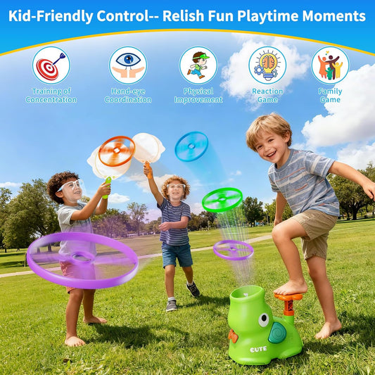 CPSYUB Outdoor Stomp Flying Disc Launcher Toys for Kids Ages 3 4 5 6 7 8 9 10, Elephant Butterfly Catching Game, Outside Yard Activities Chasing Toy, Outdoor Birthday for 3-8 Year Old Boys Girls