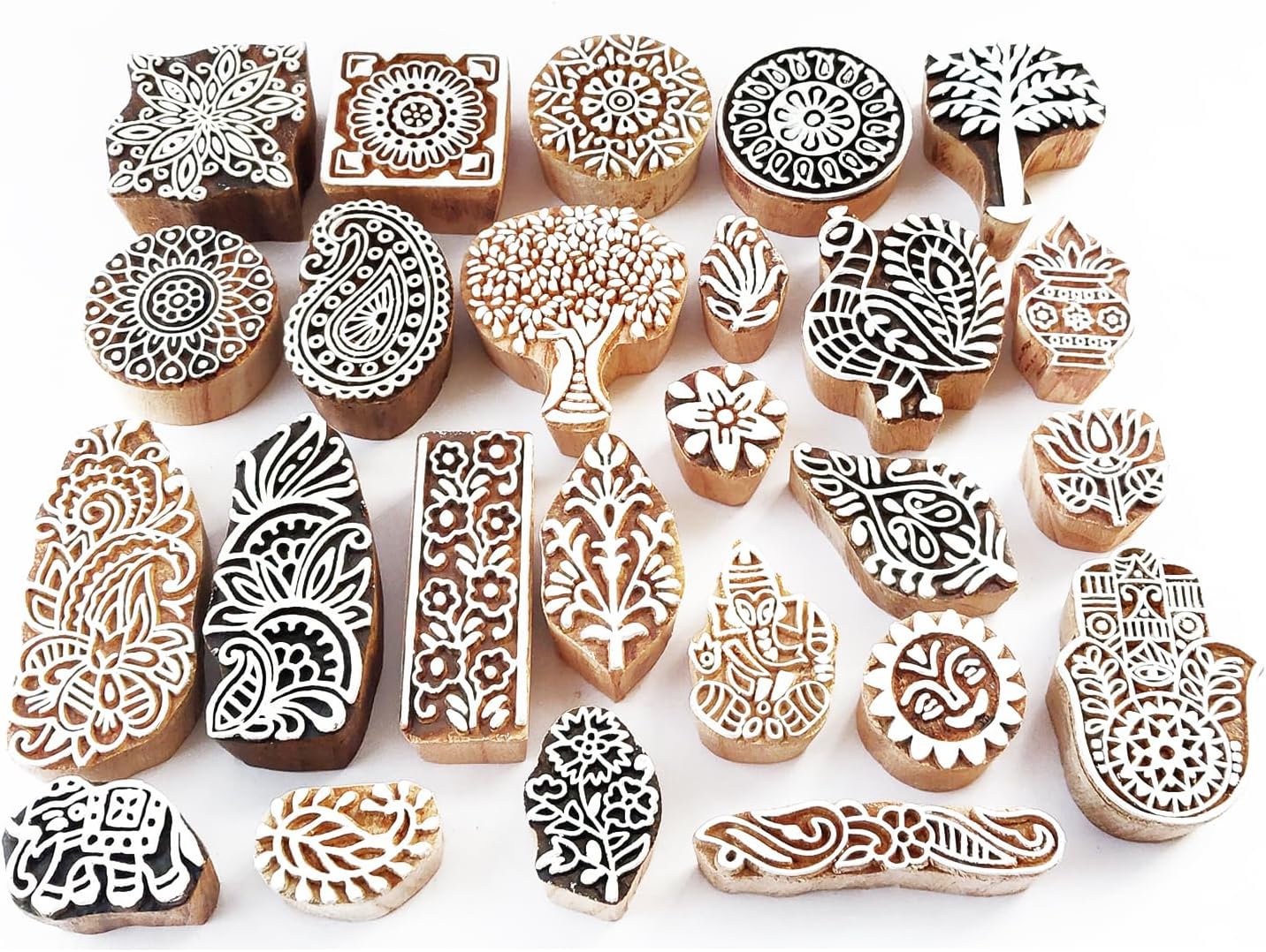 Royal Kraft Assorted Wooden Block Printing Stamps (Set of 10) Bulk01_10