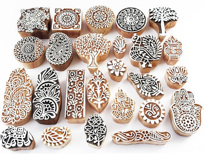 Royal Kraft Assorted Wooden Block Printing Stamps (Set of 10) Bulk01_10