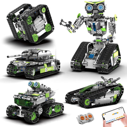 HPROMOT STEM Robot Building Sets for Kids Ages 8-16, 5-in-1 Remote Control and APP Robot Toys, 757 Pcs DIY Building Science Educational Kit, Building Block Birthday Present for Teen Boys and Girls