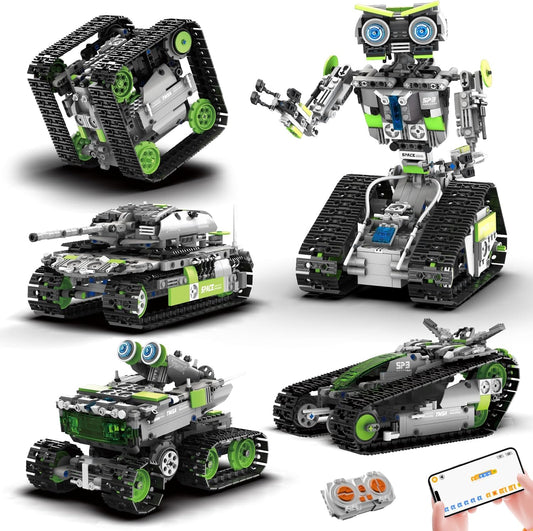 HPROMOT STEM Robot Building Sets for Kids Ages 8-16, 5-in-1 Remote Control and APP Robot Toys, 757 Pcs DIY Building Science Educational Kit, Building Block Birthday Present for Teen Boys and Girls