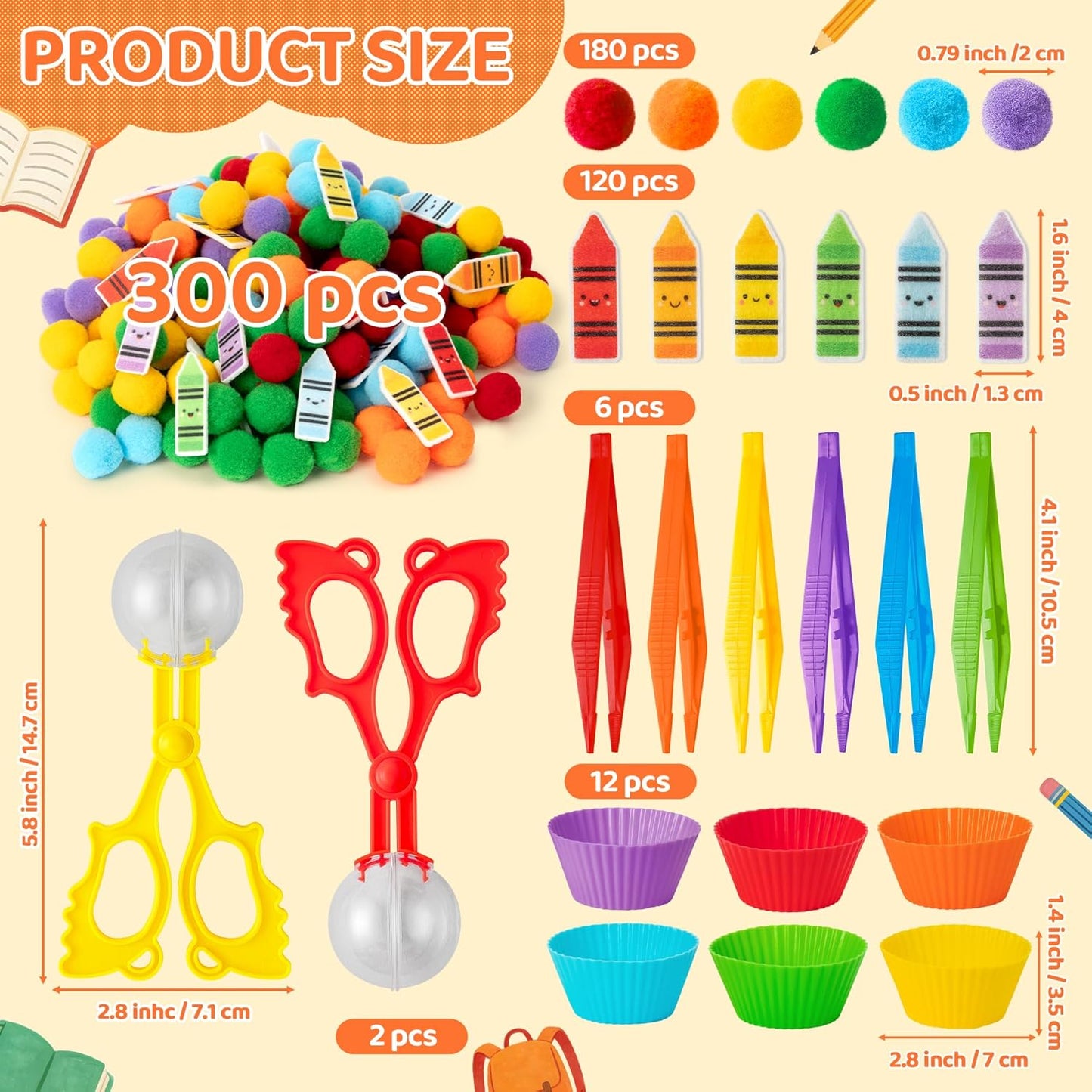 EZdhuawuse Summer Sensory Bin Fillers - 268Pcs Summer Beach Fine Motor Toys Counting Sorting for Kids, Felt Beach Ball Palm Tree Pom Poms Cup Clip for Preschool Education Birthday Gift Party Favors