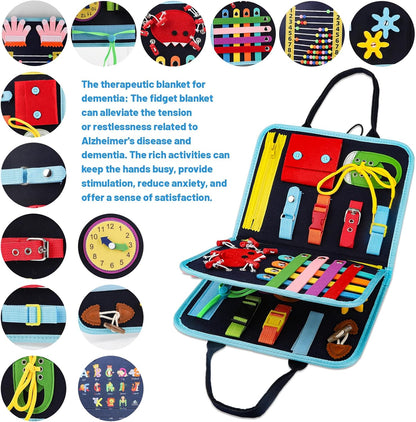 Fidget Blanket for Adults with Dementia,Dementia Activities for Seniors,Alzheimers Dementia Products for Elderly, Busy Board,Sensory Blanket for Autistic Autism.