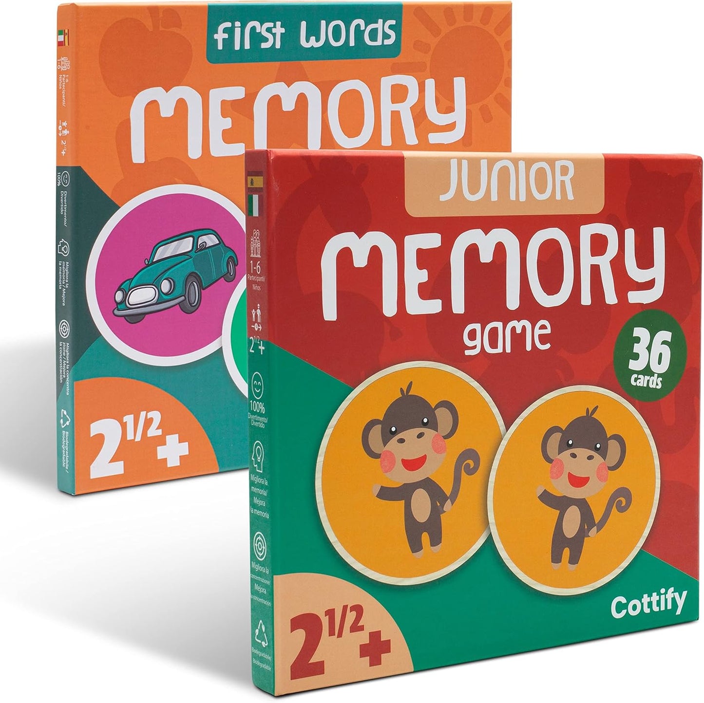 Montessori-Inspired Wooden Matching Game for Toddlers 2-4 Years - Durable, Scratch-Resistant 36 Card Set, Includes Carry Bag - Memory Game for Toddlers 2-4 Years - Cognitive Verbal Skills Development