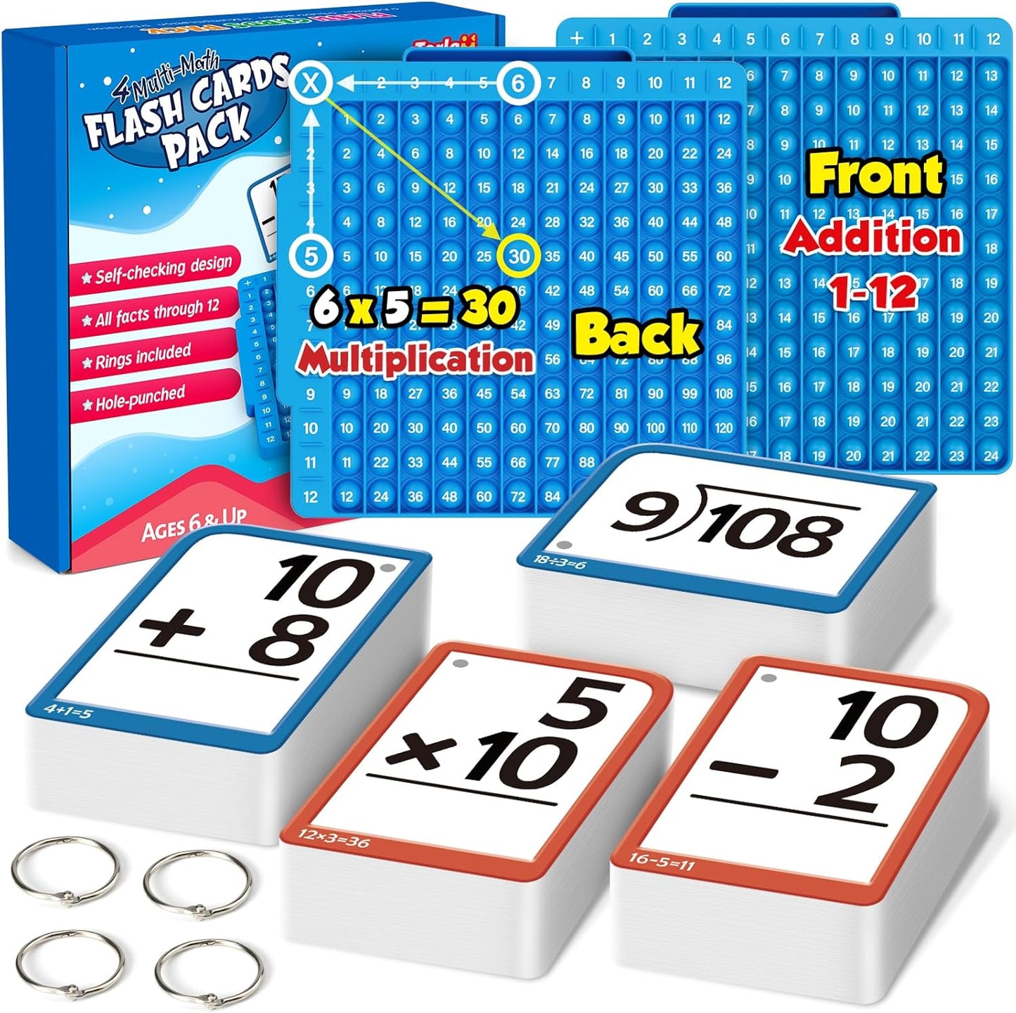 Torlam Math Board, Multiplication Game Board, 12x12 Math Manipulatives Game Board Multiplication,Division, Addition, Subtraction Games Toys for Kids, 1st, 2nd, 3rd, 4th, 5th, 6th Grade