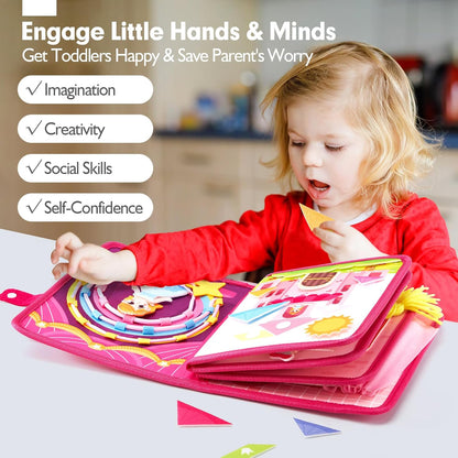 hahaland Busy Board for Toddlers - Montessori Toys Preschool Learning Activities with Life Skills, Alphabet, Number, Shape, Color, Animal, Weather - Toddler Boy Learning Educational Toys, Travel Toys