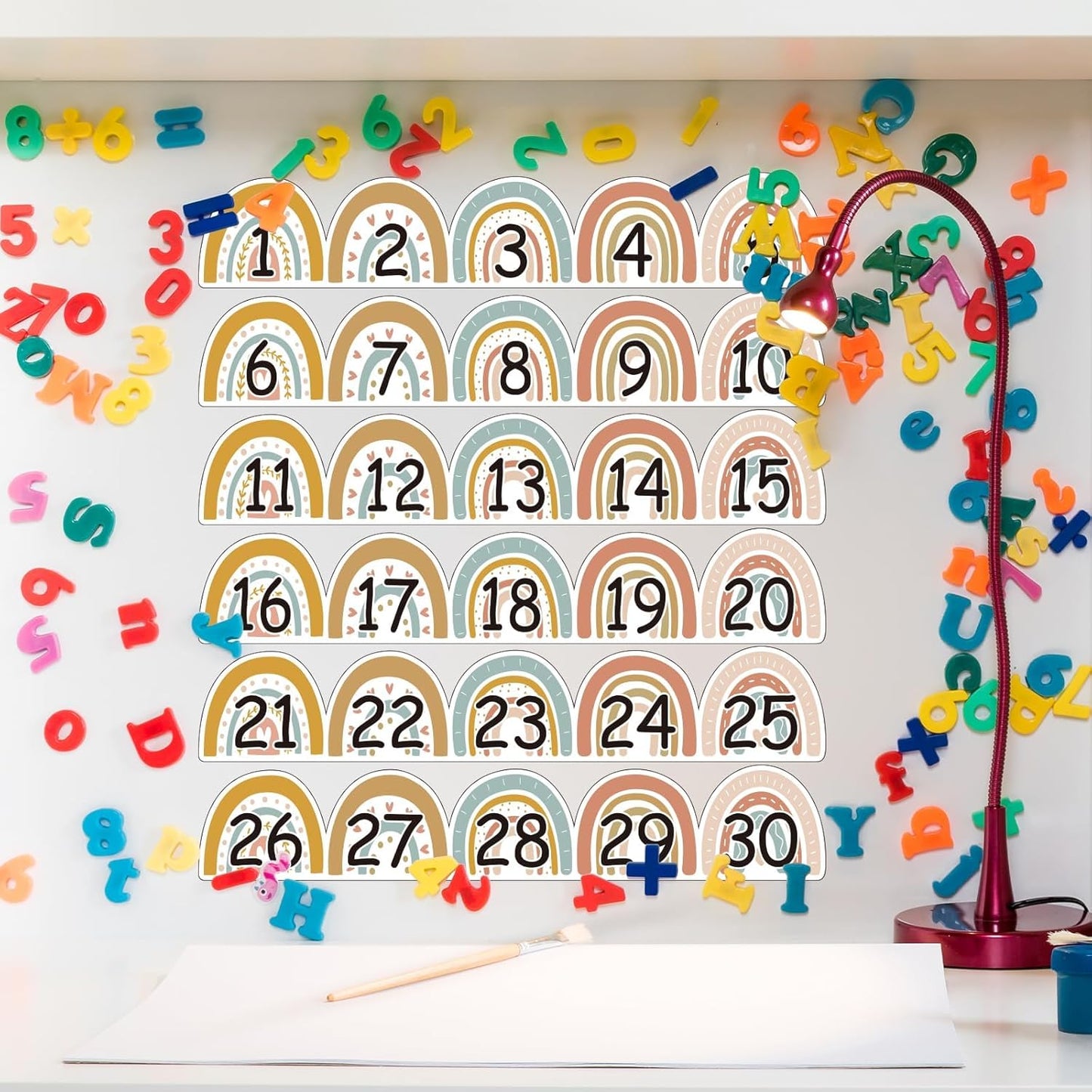 Number Line for Classroom Wall (-20 to +120) Boho Heart Shape Number Bulletin Board for Students Math Learning Boho Bulletin Border Decor Numbers Boarder Strips for Home School