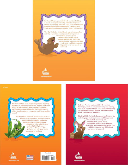 Carson Dellosa Big Skills Tracing Books for Kids Ages 3-5, Numbers, Shapes, and Letter Tracing for Kids Ages 3-5, Early Learning Phonics and Math Toddler Activity Book Set for Preschool & Kindergarten