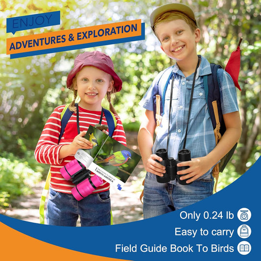 Toys for 3-7 Year Old Boys: LET'S GO! Binoculars for Kids with Bird Watching Manual Easter Birthday Gifts for 4 5 6 7 8 Year Old Boy Girls Outdoor Toy for Kid Ages 5-7 Toddler Camping Telescope