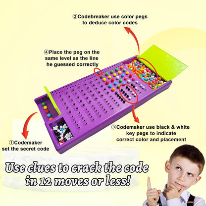 KIDAMI Code Breaker, Classic Codebreaking Travel Board Game, Brain Puzzle Set - 2 Player Battle of Famliy Game, Toys for Kids & Adult