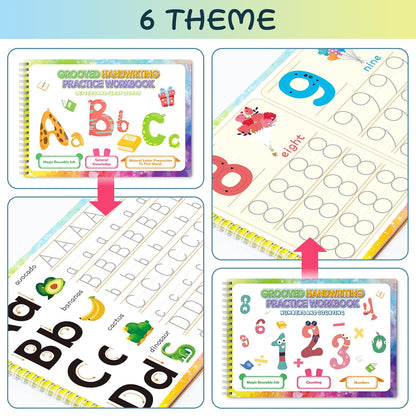 Magic Practice Copybook, Reusable Writing Practice Book, for Preschool Kids Age 3-8 Calligraphy (4 Books with Pens)