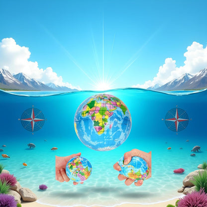1Pc Blue Squeeze World Map Globe Palm Ball Slow Rising Stress Ball for Birthday Xmas Gifts Xmas Stocking Fillers Party Bag Gifts (7.6CM)
