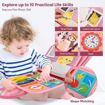 Busy Book for Toddlers 1-3, Montessori Toys Busy Board for 1 2 3 4 Year Old Boy Girl Birthday Gift Educational Learning Quiet Activity Book Airplane Car Travel Toys for Tollders Kids 1-3