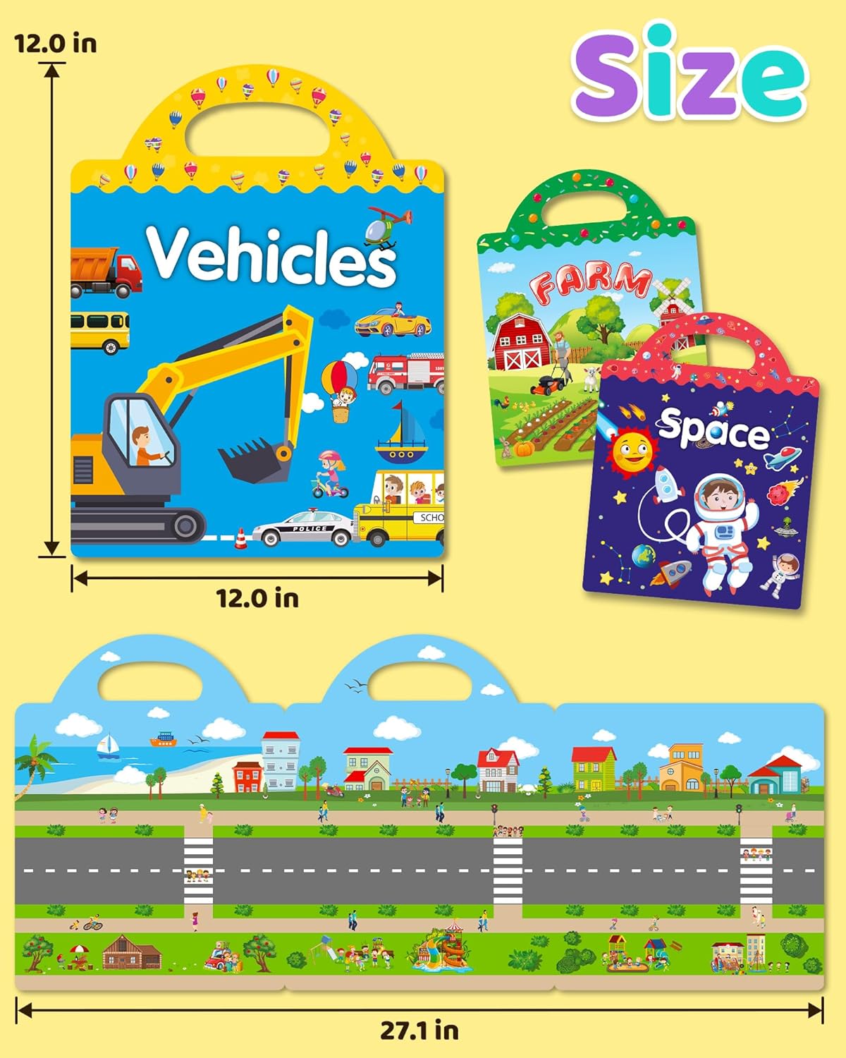 Benresive Reusable Sticker Book for Toddlers, Stickers for Kids, Travel Toys for Arts & Crafts Activities, Birthday Gift for Boys & Girls, Animals Dinosaurs Insects Themes
