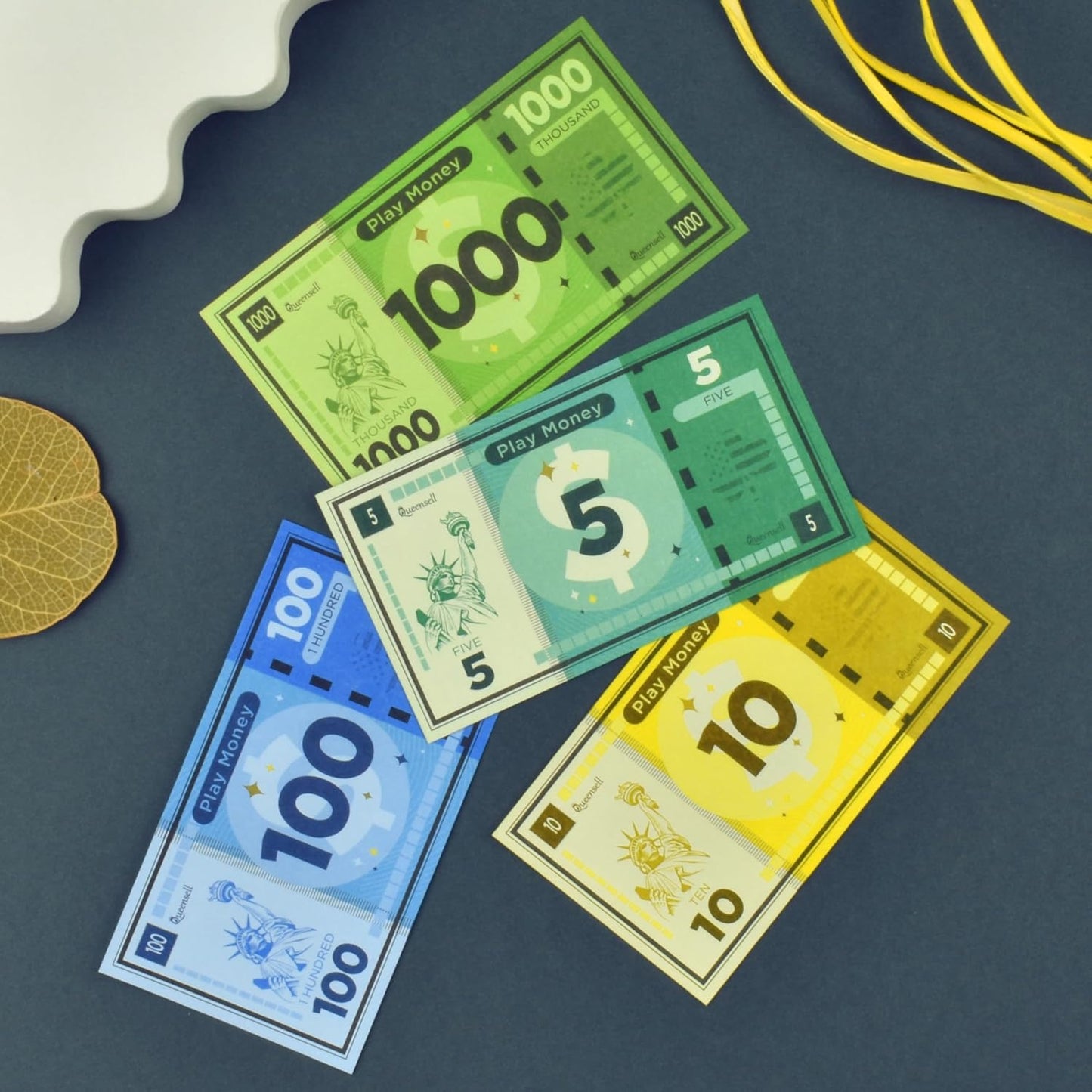 Queensell Play Money Suitable for Monopoly Board Game – 480 pcs of 60 Each Bill Denomination – Double Sides Printing Paper Money for Pretend Play Cashier - 480 pcs
